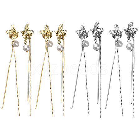 4Pairs 2 Colors Iron & Alloy Cuff Earrings EJEW-HY0001-15-1
