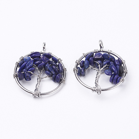 Natural Lapis Lazuli Pendants X-G-E419-01P-1