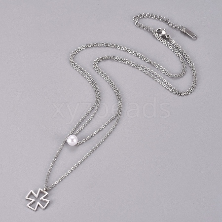 304 Stainless Steel Tiered Necklaces STAS-D232-05P-1