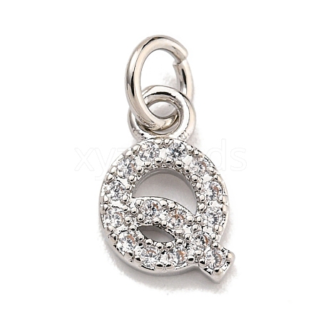 Initial Letter Brass with Cubic Zirconia Charms KK-Q814-26Q-P-1