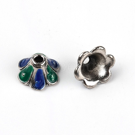 6-Petal Alloy Bead Caps PALLOY-WH0086-54-1