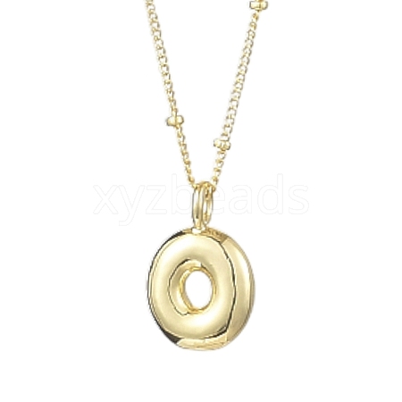 1Pc Initial Letter Brass Pendant Necklaces NJEW-YW0001-24O-1