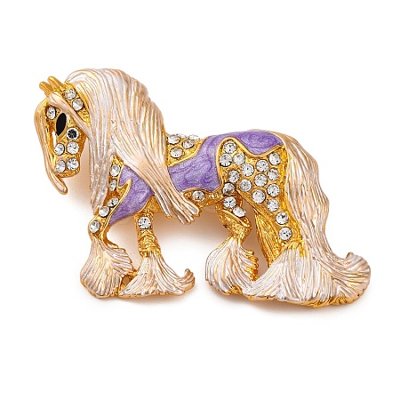 Horse Alloy Crystal Rhinestone Brooch JEWB-Q045-01G-1