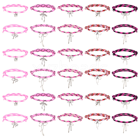 30Pcs 10 Styles Polyester Cord Bracelets BJEW-PH01983-1