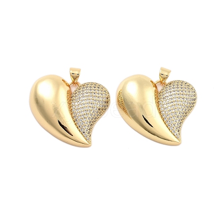 Brass Pave Clear Cubic Zirconia Pendants KK-U009-05A-G-1