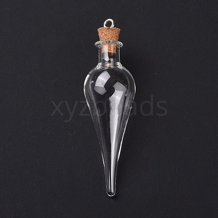 Teardrop Glass Cork Bottle Big Pendants X-AJEW-A041-01C-1