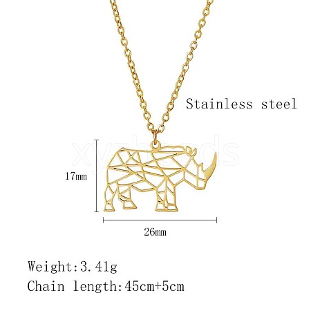 304 Stainless Steel Geometric Artistic Hollow Animal Pendant Necklaces JK0174-5-1