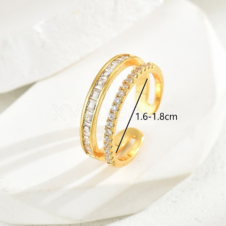 Floral Double-layer Zirconia Ring for Women Party Gift LB8033-2-1