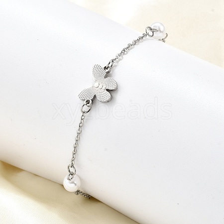 304 Stainless Steel Butterfly Link Bracelets BJEW-C098-01B-P-1