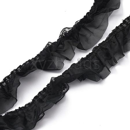 Double-Layer Pleated Polyester Chiffon Lace Trim OCOR-WH0047-19C-1