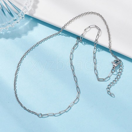 304 Stainless Steel Paperclip Chain Cable Chain Necklaces for Women NJEW-JN05590-1