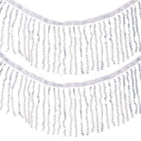 Beading Sequins Polyester Tassel Ribbons SRIB-WH0023-01B-1