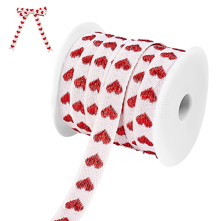 25 Yards Heart Pattern Cotton Ribbons SRIB-BC0001-48A-1