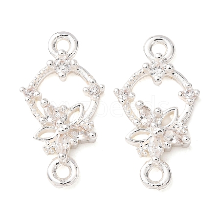 Brass Pave Clear Cubic Zirconia Connector Charms CU-CBAEC99-10S-1