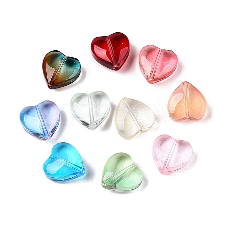 Gradient Color Baking Paint Transparent Glass Beads DGLA-N005-08-1