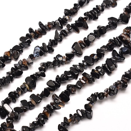 Natural Black Onyx Chip Bead Strands Dyed & Heated LS-G-M205-43-1