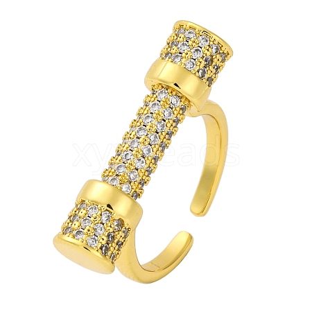 Rack Plating Brass Micro Pave Cubic Zirconia Cuff Rings for Women KK-M021-02G-01-1