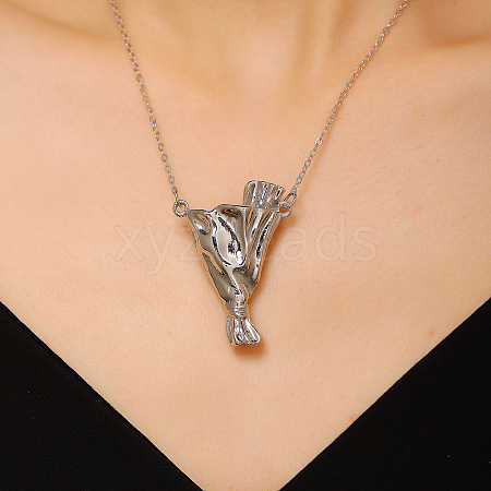 Alloy Bouquet Pendant Necklaces for Dried Flower WGF058D-01-1