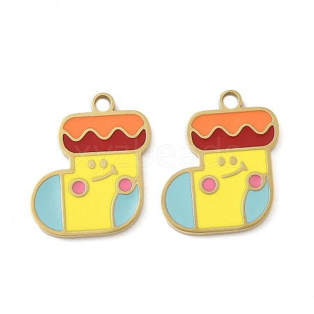 Christmas 304 Stainless Steel Enamel Pendants STAS-Z093-08T-G-1