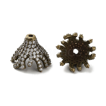 Brass Micro Pave Clear Cubic Zirconia Bead Caps ZIRC-P085-11AB-1