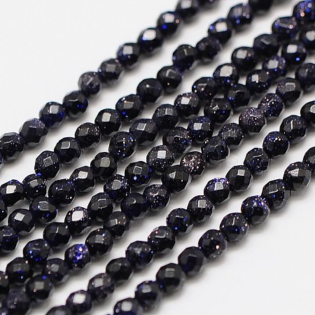 Synthetic Blue Goldstone Beads Strands G-A129-2mm-G03-1