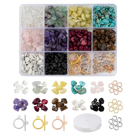 DIY Mixed Stone Chip Beads Bracelets Making Kits DIY-FS0002-17-1