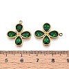 304 Stainless Steel and Glass Quatrefoil Pendants STAS-T071-22G-3