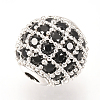 Brass Micro Pave Cubic Zirconia Beads ZIRC-Q013-10mm-143P-2