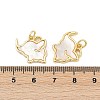 Brass Pave Natural White Shell Pendants KK-U058-21G-3