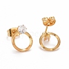 Ring SteelStud Earrings EJEW-C019-17G-2