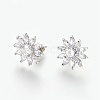 Cubic Zirconia Stud Earrings X-EJEW-P167-06P-1