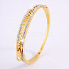 Zipper Shape 304 Stainless Steel and Crystal Rhinestone Cuff Bangles FS-WGD2D65-01-1