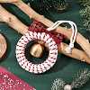 Christmas Wreath Wood & Cotton Threads Pendant Decorations HJEW-TA00304-2