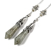 Natural Labradorite Cone Dowsing Pendulum Big Pointed Pendants AJEW-Z041-01B-AS-1