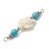 Dyed Synthetic Turquoise Connector Charms PALLOY-JF02767-4