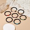 7Pcs 7 Style Natural Mixed Gemstone & Lava Rock Round Beaded Stretch Bracelets Set BJEW-JB08914-6