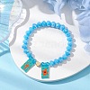 Glass Faceted Rondelle Beaded Stretch Bracelets for Women BJEW-MZ00065-02-2
