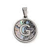 304 Stainless Steel with Paua Shell Pendants STAS-G268-02G-P-2