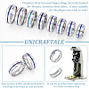 Unicraftale 16Pcs 8 Size Titanium Steel Grooved Finger Rings Set with Enamel for Women RJEW-UN0002-78-5