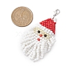 Christmas Santa Claus Glass Seed Beads Pendant Decorations HJEW-JM02353-3