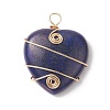 Natural Lapis Lazuli Copper Wire Wrapped Pendants PALLOY-JF02042-05-1