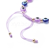 Evil Eye Resin Bead & Flat Round Alloy Rhinestone Braided Beaded Bracelets for Girl Women BJEW-JB08740-01-6