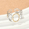 304 Stainless Steel Double Color Cuff Rings RJEW-S635-01GP-G-2