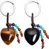 CHGCRAFT 2Pcs 2 Style Natural Gemstone Keychain KEYC-CA0001-21-1