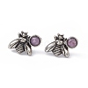 Natural Amethyst Bee Stud Earrings EJEW-C016-01AS-06-2