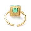 Brass Inlaid Green Cubic Zirconia Cuff Rings RJEW-P023-14G-4