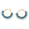 304 Stainless Steel & Bohemian Beaded Fan Hoop Earrings for Women EJEW-R001-01G-01-2