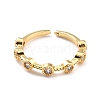 Clear Cubic Zirconia Flat Round Open Cuff Ring for Women RJEW-C018-07G-1