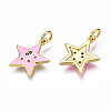 Brass Micro Pave Cubic Zirconia Enamel Charms ZIRC-Q200-025E-NF-2