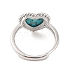 Heart Natural Turquoise Adjustable Rings RJEW-Q817-05P-04-3